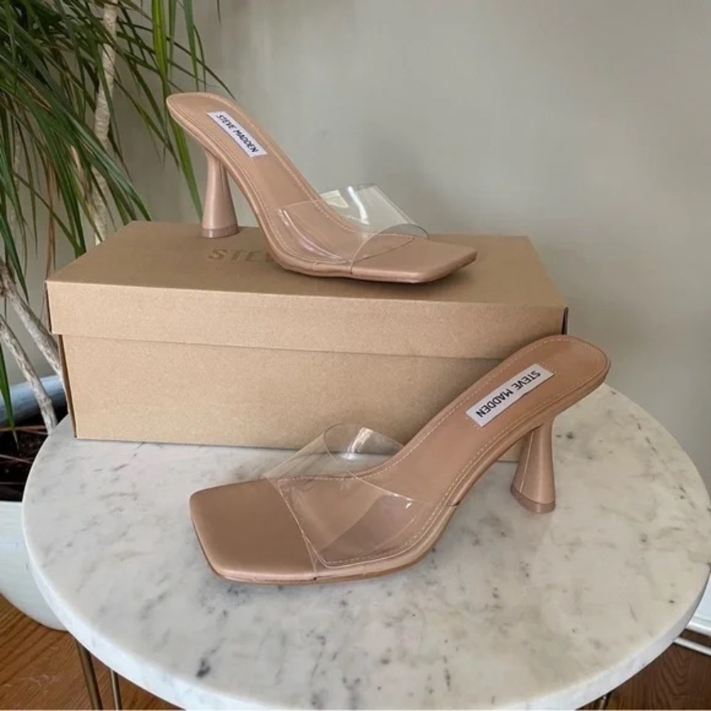 Steve Madden Elated Clear Heels in Nude